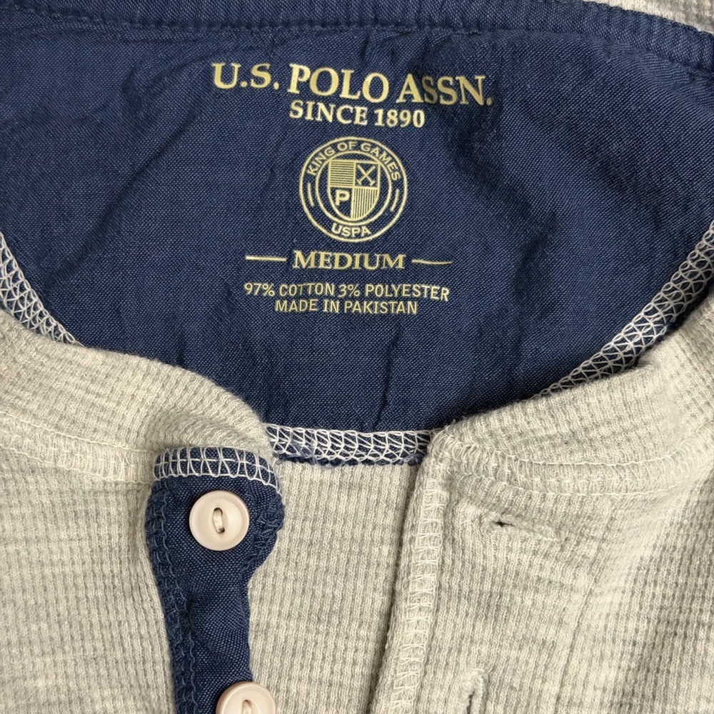 Polo by Ralph Lauren Gray Henley Shirt Y2K - Picture 3 of 4
